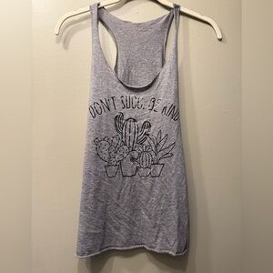 Gray Tank Top with Cactus Print